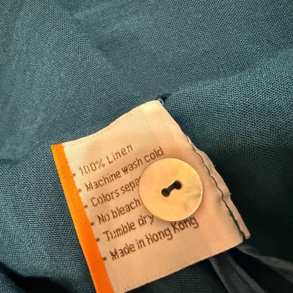 Fridaze Linen Women’s Jacket XL – Teal Blue 100% Linen, Mother of Pearl Buttons - Picture 6 of 7
